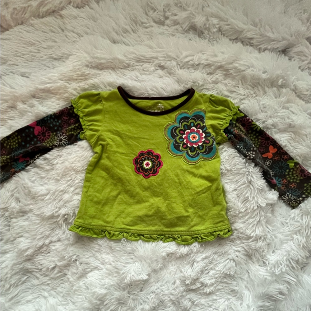 Y2K Okie Dokie Green Floral Long Sleeve Tee